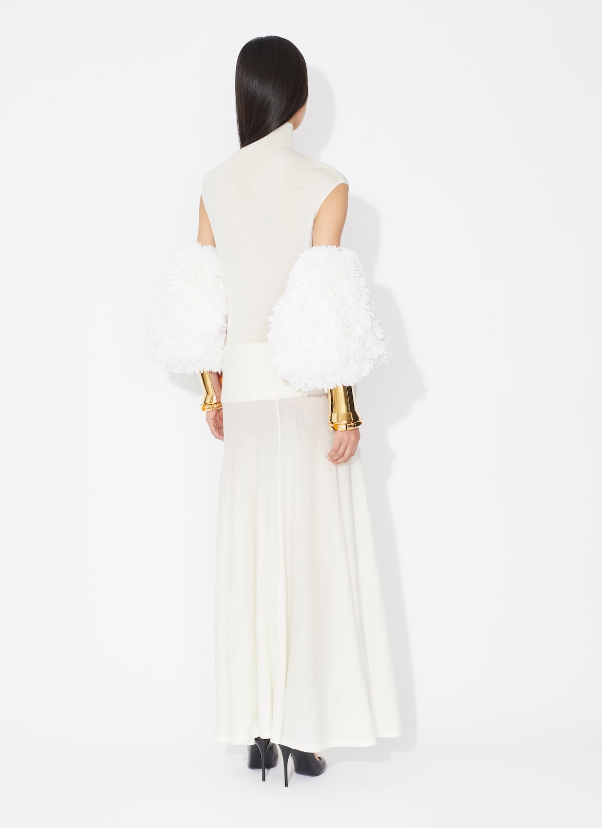 CAP SLEEVE KNIT BODY ALAÏA NATURAL WHITE CAP SLEEVE KNIT BODY